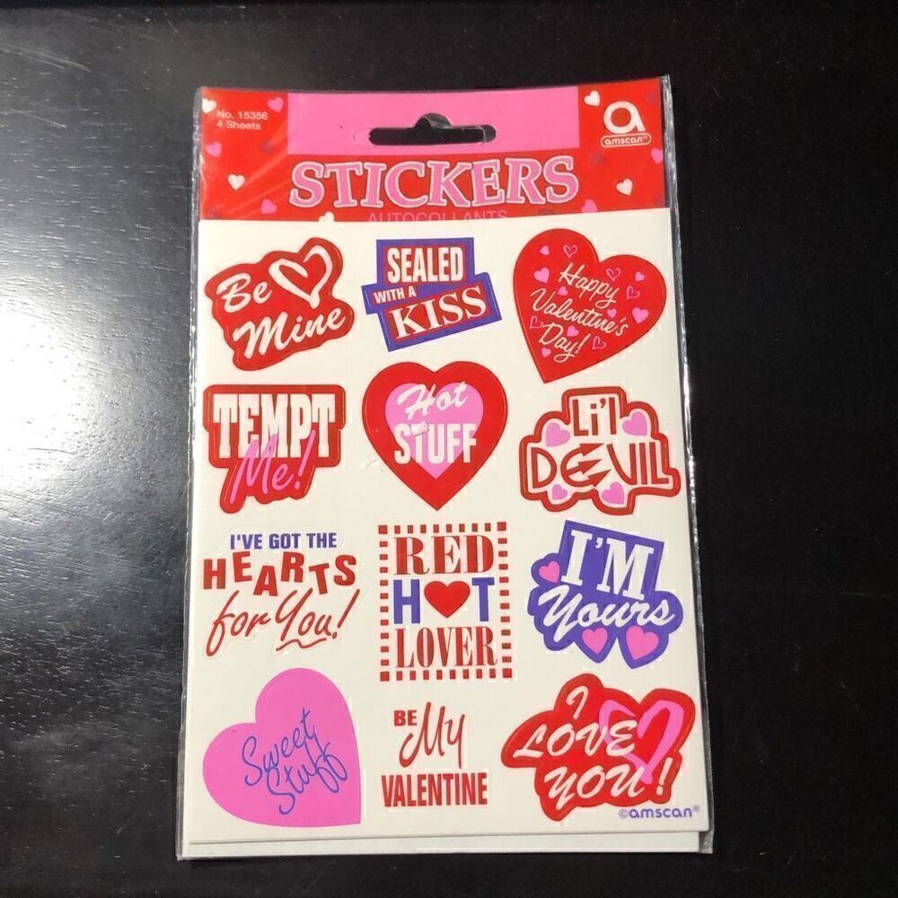 Amscan Valentines Stickers 4 Sheets New No. 15356